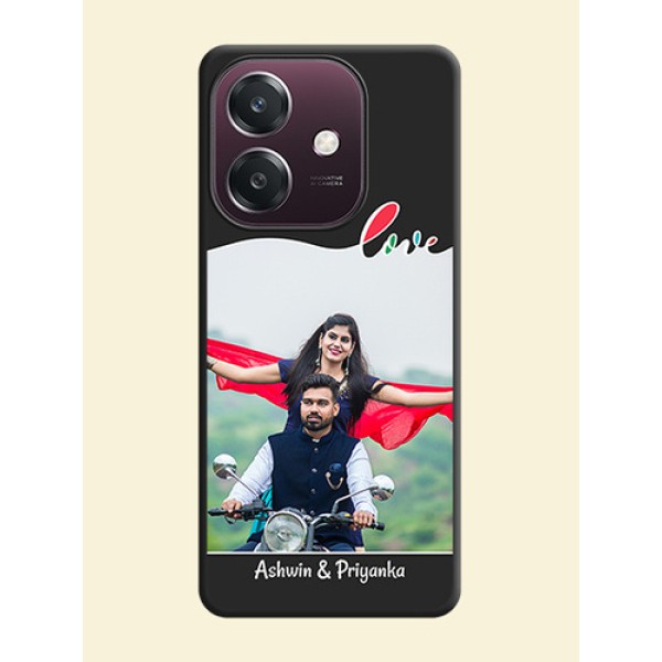 Fall in Love Pattern with Picture on Photo On Space Black Custom Soft Matte Mobile Back Cover - Oppo A3 5G Fall in Love Pattern with Picture on Photo On Space Black Custom Soft Matte Mobile Back Cover - Oppo A3 5G