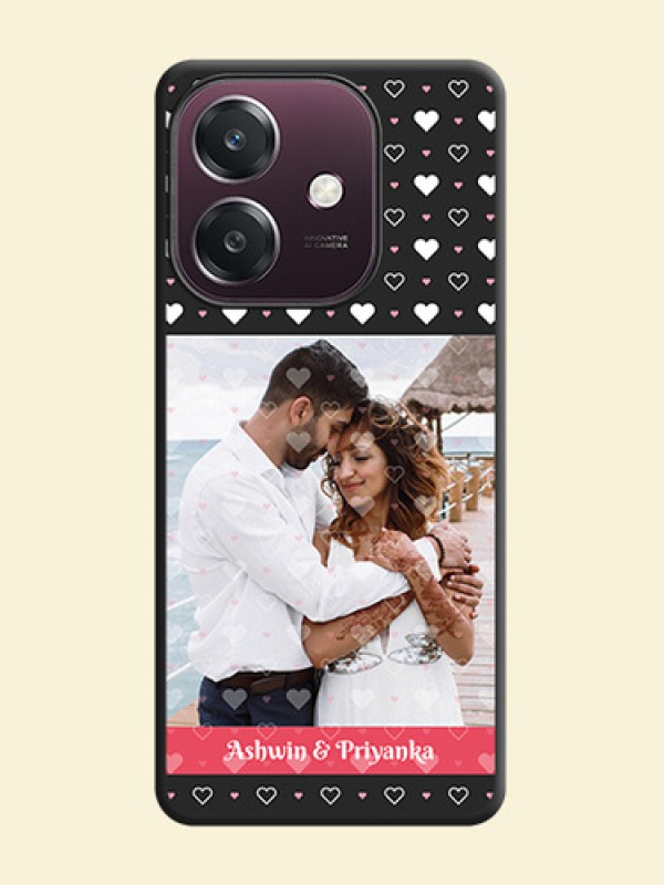 White Color Love Symbols with Text Design on Photo On Space Black Custom Soft Matte Mobile Back Cover - Oppo A3 5G