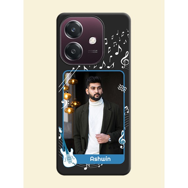Musical Theme Design with Text on Photo On Space Black Custom Soft Matte Mobile Back Cover - Oppo A3 5G Musical Theme Design with Text on Photo On Space Black Custom Soft Matte Mobile Back Cover - Oppo A3 5G