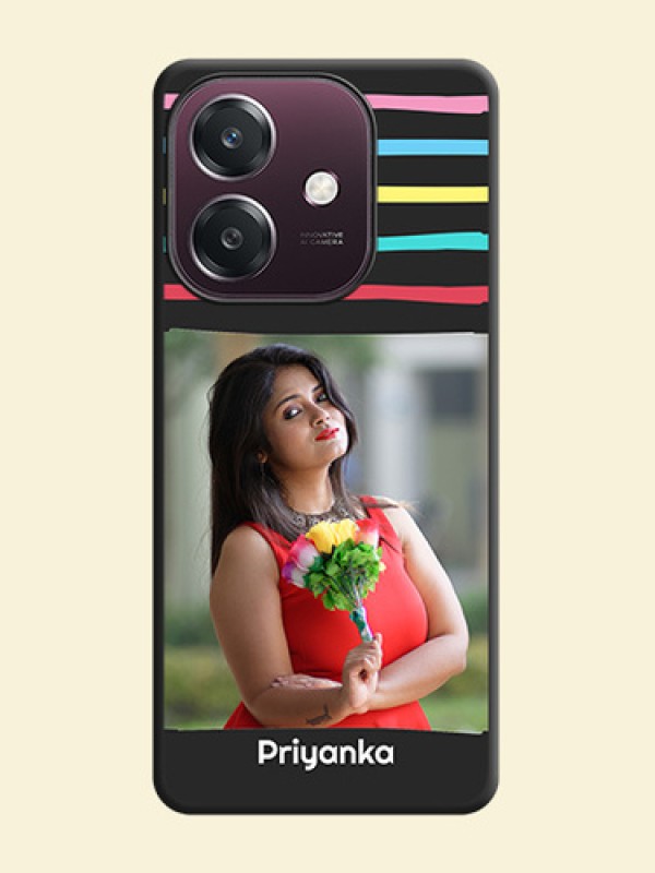 Multicolor Lines with Image On Space Black Custom Soft Matte Mobile Back Cover - Oppo A3 5G