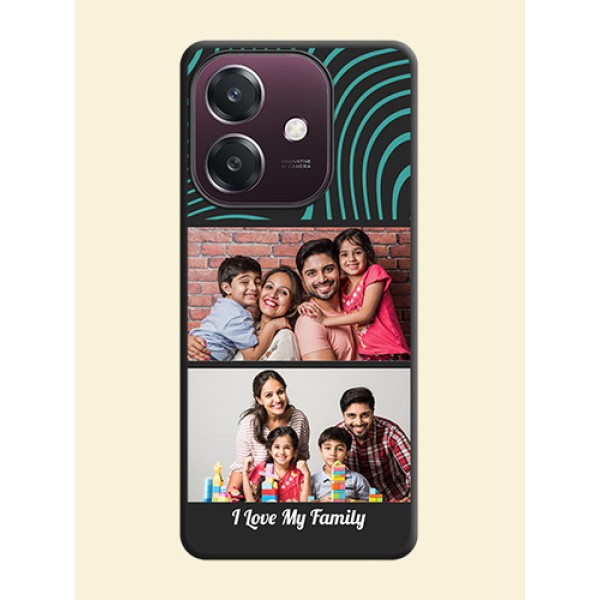 Wave Pattern with 2 Image Holder On Space Black Custom Soft Matte Mobile Back Cover - Oppo A3 5G Wave Pattern with 2 Image Holder On Space Black Custom Soft Matte Mobile Back Cover - Oppo A3 5G