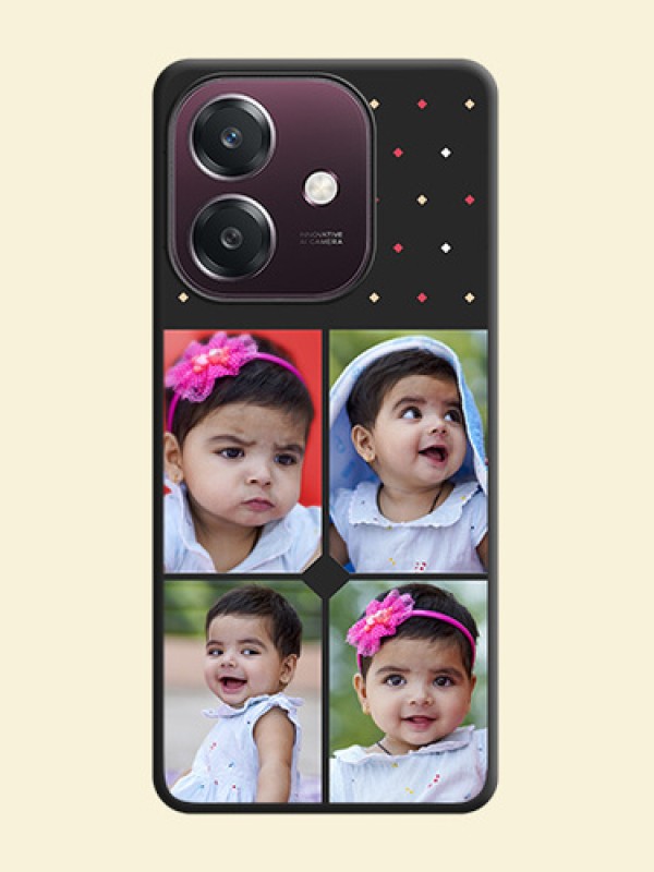 Multicolor Dotted Pattern with 4 Image Holder On Space Black Custom Soft Matte Mobile Back Cover - Oppo A3 5G