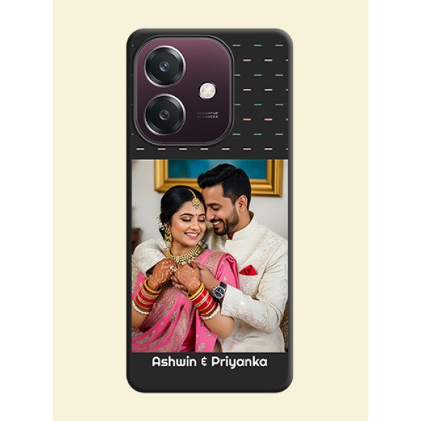Line Pattern Design with Text On Space Black Custom Soft Matte Mobile Back Cover - Oppo A3 5G