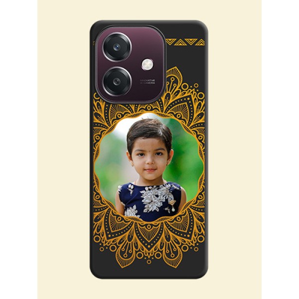 Round Image with Floral Design On Space Black Custom Soft Matte Mobile Back Cover - Oppo A3 5G Round Image with Floral Design On Space Black Custom Soft Matte Mobile Back Cover - Oppo A3 5G