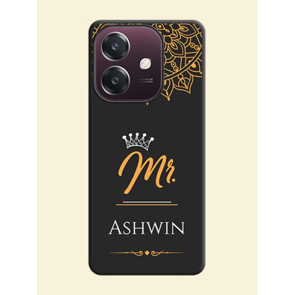 Mr Name with Floral Design On Space Black Custom Soft Matte Mobile Back Cover - Oppo A3 5G Mr Name with Floral Design On Space Black Custom Soft Matte Mobile Back Cover - Oppo A3 5G