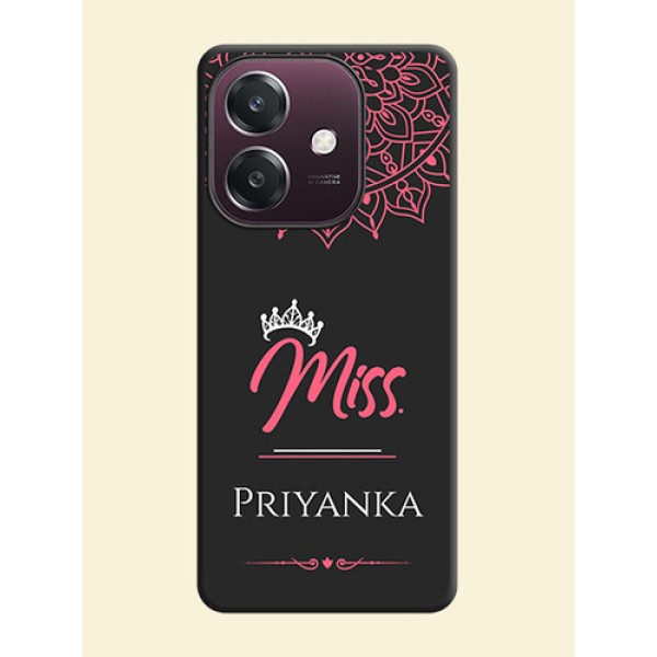 Mrs Name with Floral Design On Space Black Custom Soft Matte Mobile Back Cover - Oppo A3 5G Mrs Name with Floral Design On Space Black Custom Soft Matte Mobile Back Cover - Oppo A3 5G