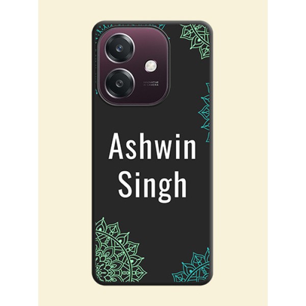 Your Name with Floral Design On Space Black Custom Soft Matte Mobile Back Cover - Oppo A3 5G Your Name with Floral Design On Space Black Custom Soft Matte Mobile Back Cover - Oppo A3 5G