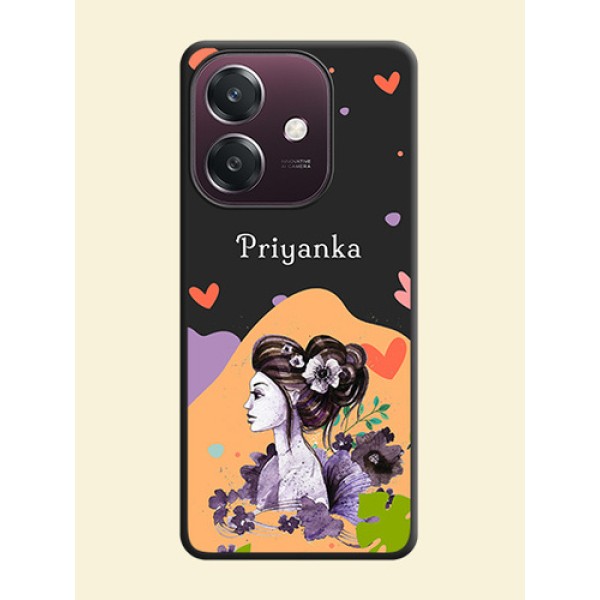 Namecase For Her With Fancy Lady Image On Space Black Custom Soft Matte Mobile Back Cover - Oppo A3 5G Namecase For Her With Fancy Lady Image On Space Black Custom Soft Matte Mobile Back Cover - Oppo A3 5G