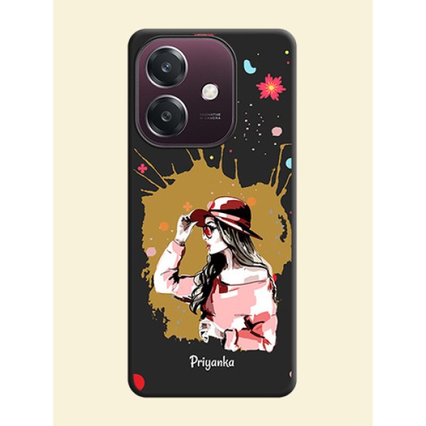 Mordern Lady With Color Splash Background With Custom Text On Space Black Custom Soft Matte Mobile Back Cover - Oppo A3 5G