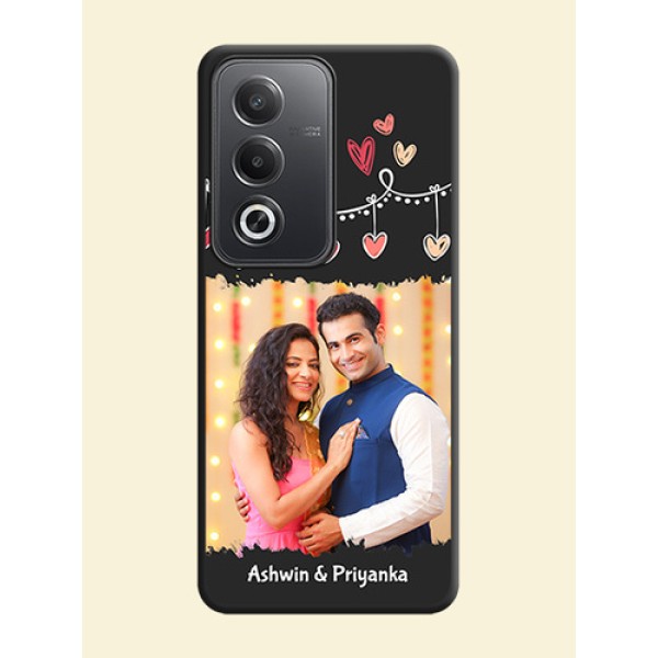 Pink Love Hangings with Name On Space Black Custom Soft Matte Mobile Back Cover - Oppo A3 Pro 5G Pink Love Hangings with Name On Space Black Custom Soft Matte Mobile Back Cover - Oppo A3 Pro 5G