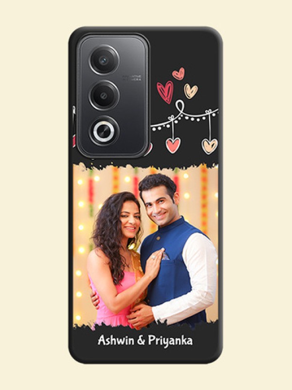 Pink Love Hangings with Name On Space Black Custom Soft Matte Mobile Back Cover - Oppo A3 Pro 5G