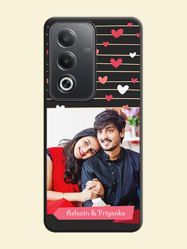 Love Pattern with Name on Pink Ribbon on Photo On Space Black Custom Soft Matte Mobile Back Cover - Oppo A3 Pro 5G