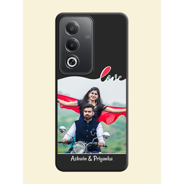 Fall in Love Pattern with Picture on Photo On Space Black Custom Soft Matte Mobile Back Cover - Oppo A3 Pro 5G