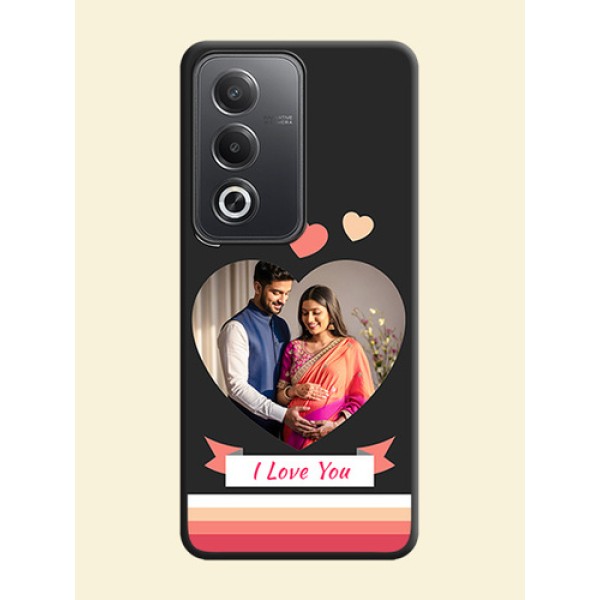 Love Shaped Photo with Colorful Stripes On Space Black Custom Soft Matte Mobile Back Cover - Oppo A3 Pro 5G Love Shaped Photo with Colorful Stripes On Space Black Custom Soft Matte Mobile Back Cover - Oppo A3 Pro 5G