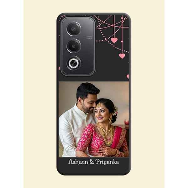Pink Love Hangings with Text On Space Black Custom Soft Matte Mobile Back Cover - Oppo A3 Pro 5G Pink Love Hangings with Text On Space Black Custom Soft Matte Mobile Back Cover - Oppo A3 Pro 5G
