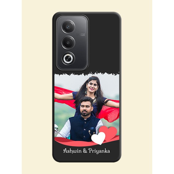 Pin Color Love Shaped Ribbon Design with Text On Space Black Custom Soft Matte Mobile Back Cover - Oppo A3 Pro 5G