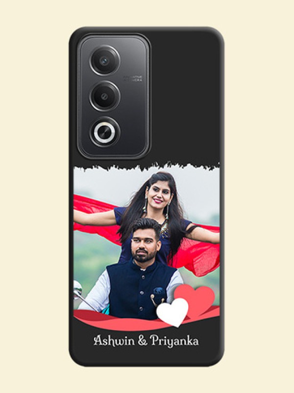 Pin Color Love Shaped Ribbon Design with Text On Space Black Custom Soft Matte Mobile Back Cover - Oppo A3 Pro 5G