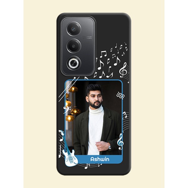 Musical Theme Design with Text on Photo On Space Black Custom Soft Matte Mobile Back Cover - Oppo A3 Pro 5G Musical Theme Design with Text on Photo On Space Black Custom Soft Matte Mobile Back Cover - Oppo A3 Pro 5G