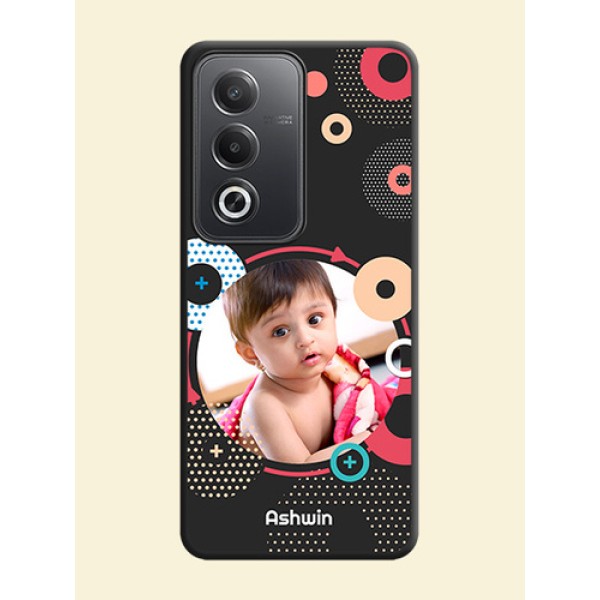Multicoloured Round Image On Space Black Custom Soft Matte Mobile Back Cover - Oppo A3 Pro 5G