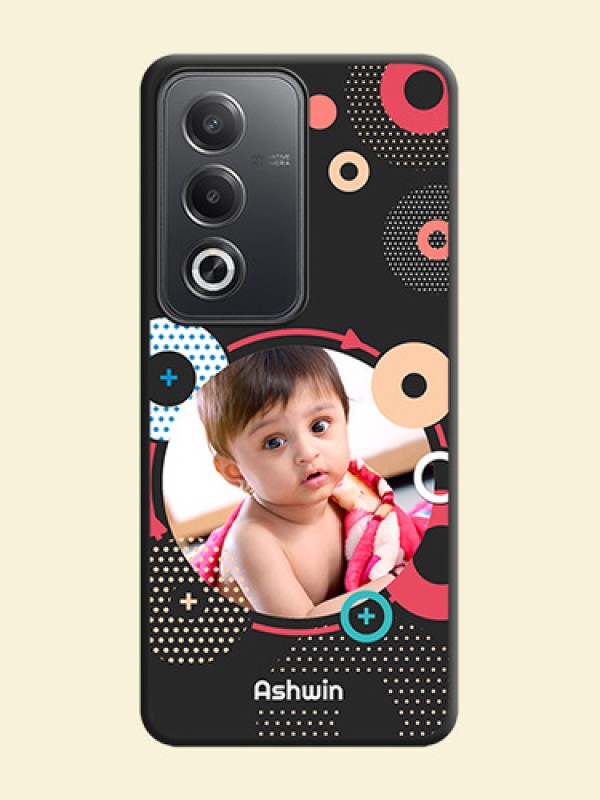 Multicoloured Round Image On Space Black Custom Soft Matte Mobile Back Cover - Oppo A3 Pro 5G