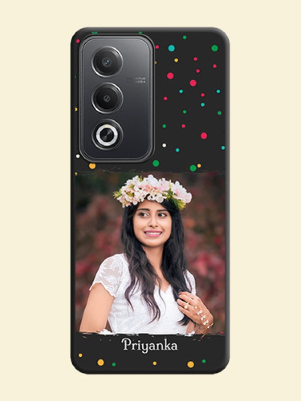 Multicolor Dotted Pattern with Text On Space Black Custom Soft Matte Mobile Back Cover - Oppo A3 Pro 5G