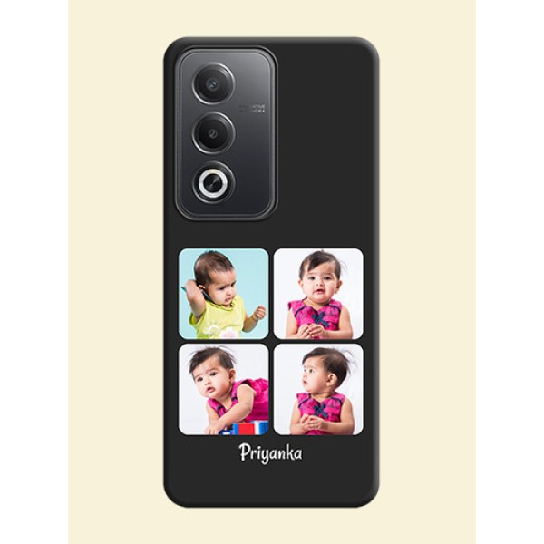 Floral Art with 6 Image Holder on Photo On Space Black Custom Soft Matte Mobile Back Cover - Oppo A3 Pro 5G Floral Art with 6 Image Holder on Photo On Space Black Custom Soft Matte Mobile Back Cover - Oppo A3 Pro 5G