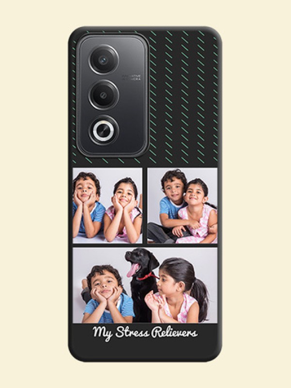 Cross Dotted Pattern with 2 Image Holder On Space Black Custom Soft Matte Mobile Back Cover - Oppo A3 Pro 5G