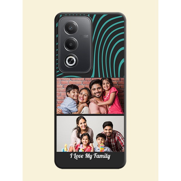Wave Pattern with 2 Image Holder On Space Black Custom Soft Matte Mobile Back Cover - Oppo A3 Pro 5G Wave Pattern with 2 Image Holder On Space Black Custom Soft Matte Mobile Back Cover - Oppo A3 Pro 5G