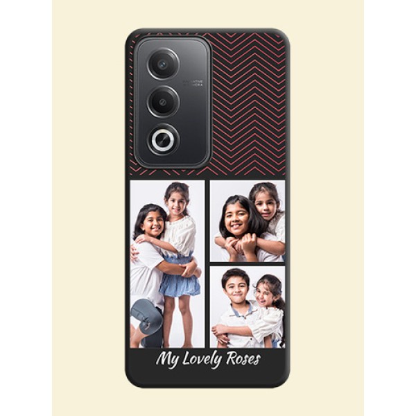 Wave Pattern with 3 Image Holder On Space Black Custom Soft Matte Mobile Back Cover - Oppo A3 Pro 5G Wave Pattern with 3 Image Holder On Space Black Custom Soft Matte Mobile Back Cover - Oppo A3 Pro 5G