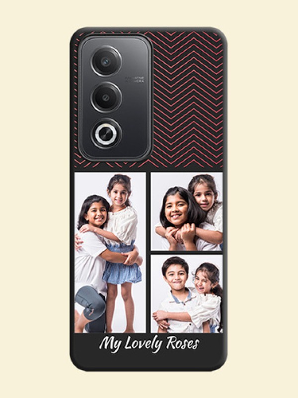 Wave Pattern with 3 Image Holder On Space Black Custom Soft Matte Mobile Back Cover - Oppo A3 Pro 5G