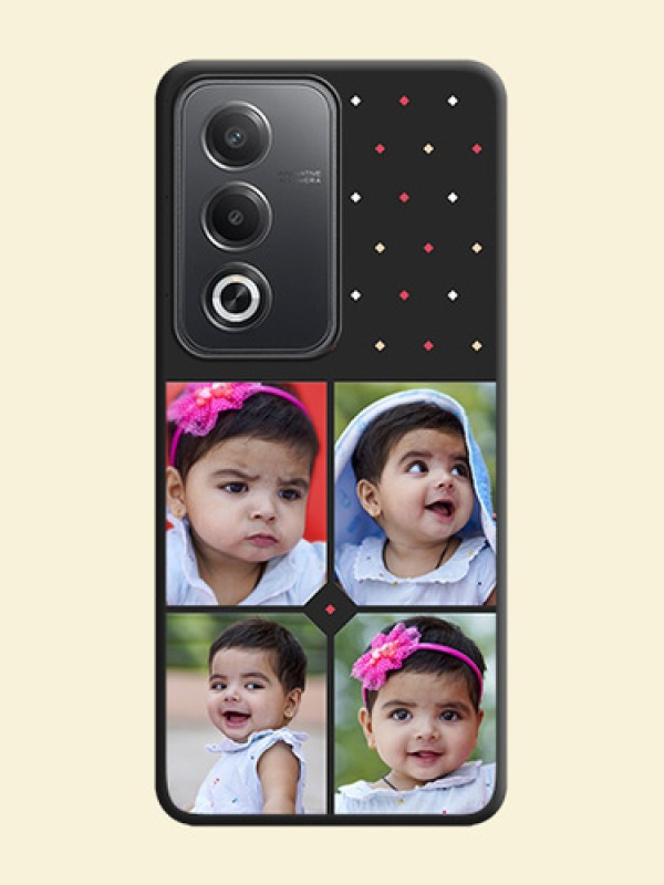 Multicolor Dotted Pattern with 4 Image Holder On Space Black Custom Soft Matte Mobile Back Cover - Oppo A3 Pro 5G