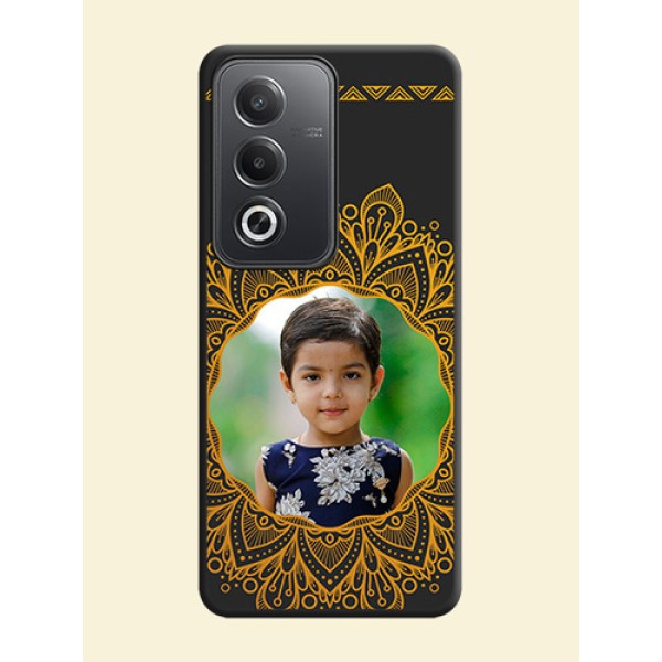 Round Image with Floral Design On Space Black Custom Soft Matte Mobile Back Cover - Oppo A3 Pro 5G Round Image with Floral Design On Space Black Custom Soft Matte Mobile Back Cover - Oppo A3 Pro 5G