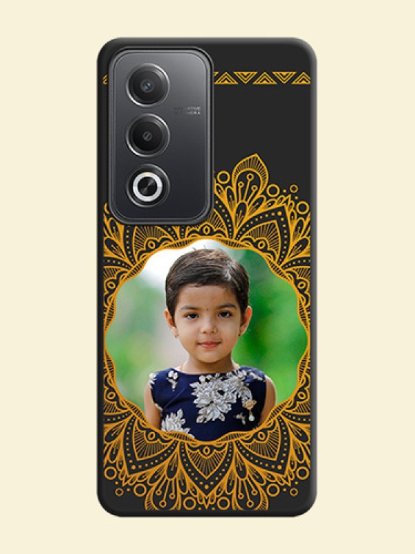 Round Image with Floral Design On Space Black Custom Soft Matte Mobile Back Cover - Oppo A3 Pro 5G