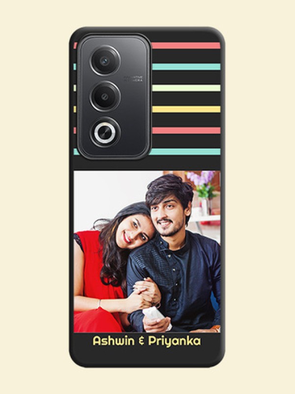 Color Stripes with Photo and Text on Photo On Space Black Custom Soft Matte Mobile Back Cover - Oppo A3 Pro 5G