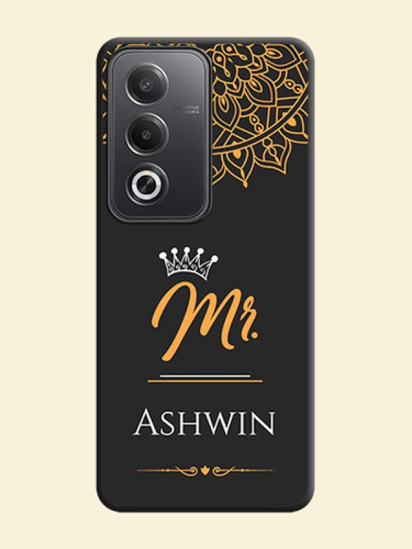 Mr Name with Floral Design On Space Black Custom Soft Matte Mobile Back Cover - Oppo A3 Pro 5G