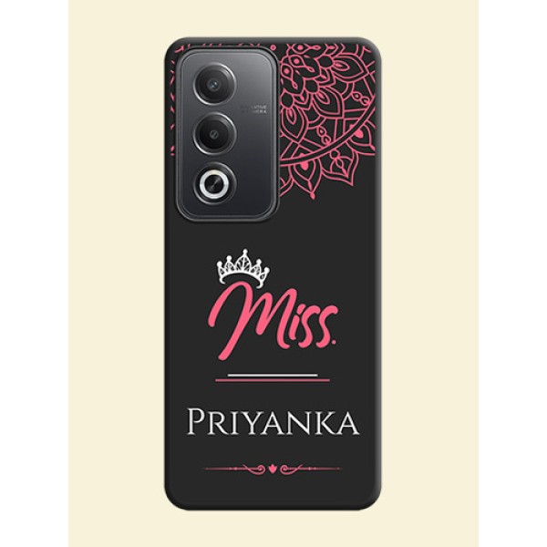 Mrs Name with Floral Design On Space Black Custom Soft Matte Mobile Back Cover - Oppo A3 Pro 5G Mrs Name with Floral Design On Space Black Custom Soft Matte Mobile Back Cover - Oppo A3 Pro 5G