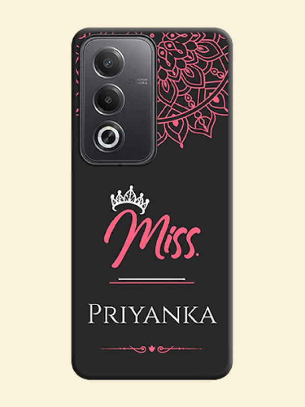 Mrs Name with Floral Design On Space Black Custom Soft Matte Mobile Back Cover - Oppo A3 Pro 5G