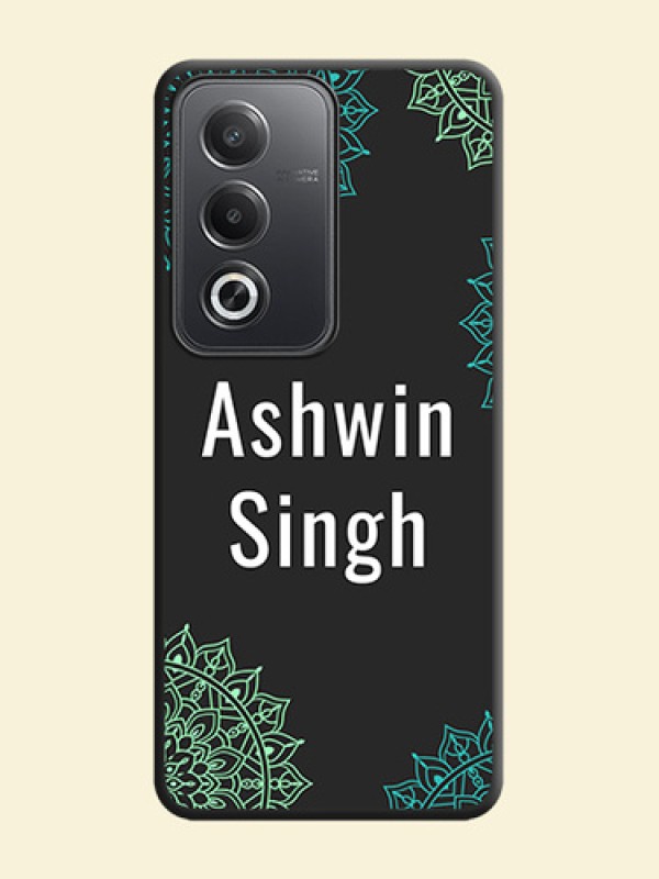 Your Name with Floral Design On Space Black Custom Soft Matte Mobile Back Cover - Oppo A3 Pro 5G