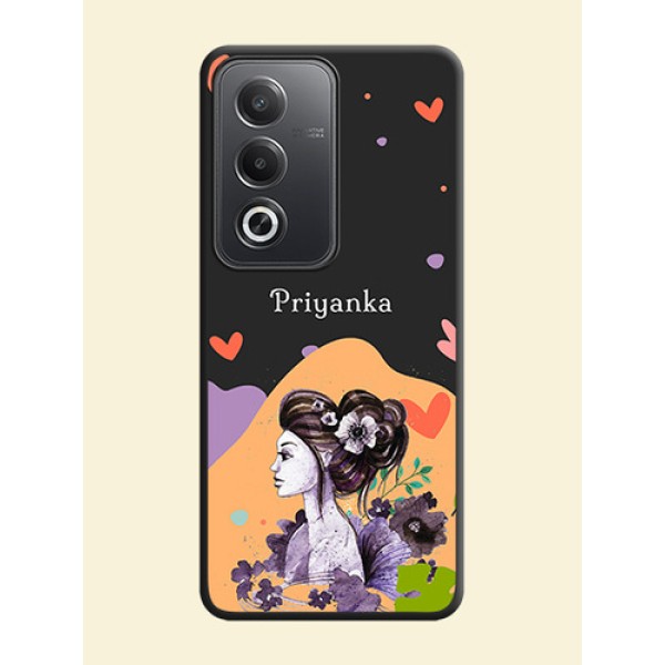 Namecase For Her With Fancy Lady Image On Space Black Custom Soft Matte Mobile Back Cover - Oppo A3 Pro 5G Namecase For Her With Fancy Lady Image On Space Black Custom Soft Matte Mobile Back Cover - Oppo A3 Pro 5G