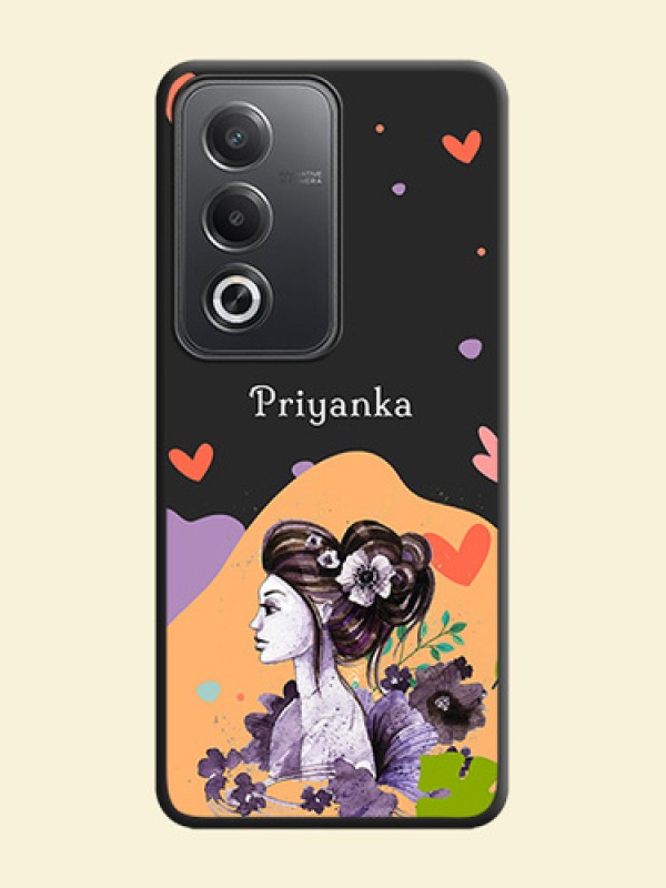 Namecase For Her With Fancy Lady Image On Space Black Custom Soft Matte Mobile Back Cover - Oppo A3 Pro 5G