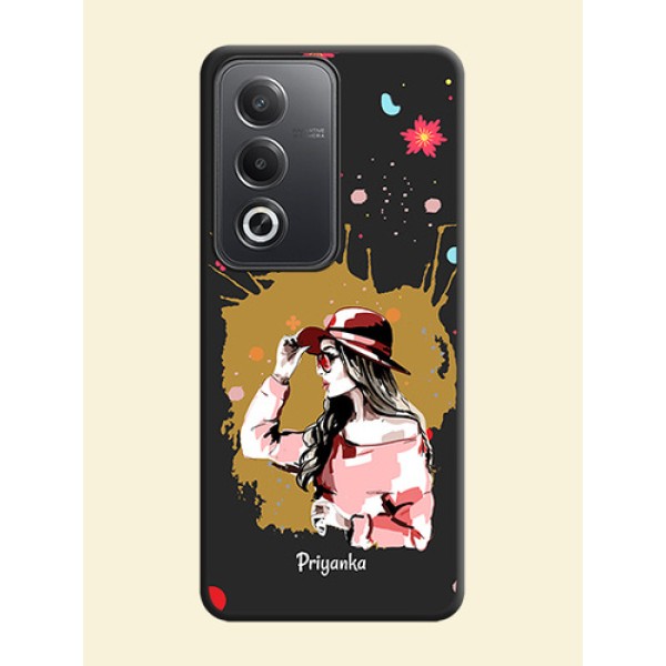 Mordern Lady With Color Splash Background With Custom Text On Space Black Custom Soft Matte Mobile Back Cover - Oppo A3 Pro 5G