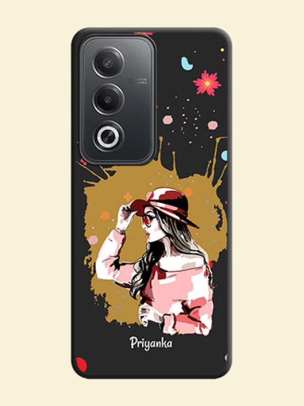 Mordern Lady With Color Splash Background With Custom Text On Space Black Custom Soft Matte Mobile Back Cover - Oppo A3 Pro 5G