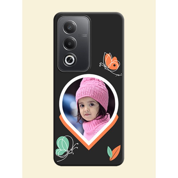 Upload Pic With Simple Butterly Design On Space Black Custom Soft Matte Mobile Back Cover - Oppo A3 Pro 5G