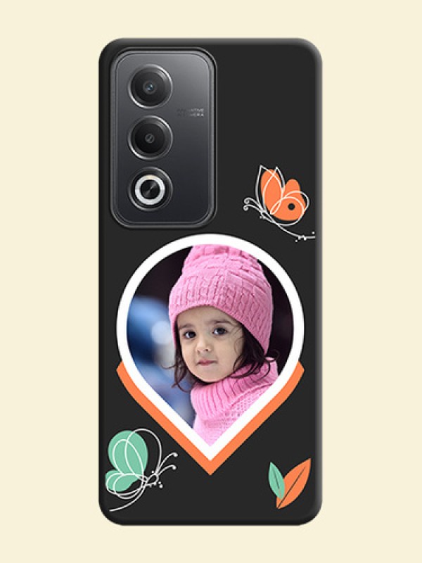 Upload Pic With Simple Butterly Design On Space Black Custom Soft Matte Mobile Back Cover - Oppo A3 Pro 5G