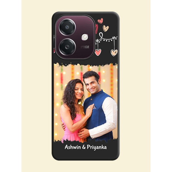 Pink Love Hangings with Name On Space Black Custom Soft Matte Mobile Back Cover - Oppo A3X 4G Pink Love Hangings with Name On Space Black Custom Soft Matte Mobile Back Cover - Oppo A3X 4G
