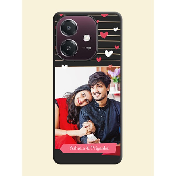 Love Pattern with Name on Pink Ribbon on Photo On Space Black Custom Soft Matte Mobile Back Cover - Oppo A3X 4G Love Pattern with Name on Pink Ribbon on Photo On Space Black Custom Soft Matte Mobile Back Cover - Oppo A3X 4G