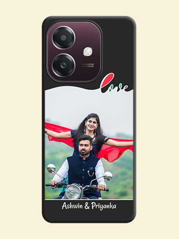 Fall in Love Pattern with Picture on Photo On Space Black Custom Soft Matte Mobile Back Cover - Oppo A3X 4G