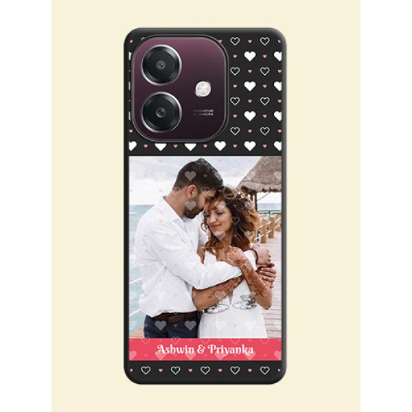 White Color Love Symbols with Text Design on Photo On Space Black Custom Soft Matte Mobile Back Cover - Oppo A3X 4G