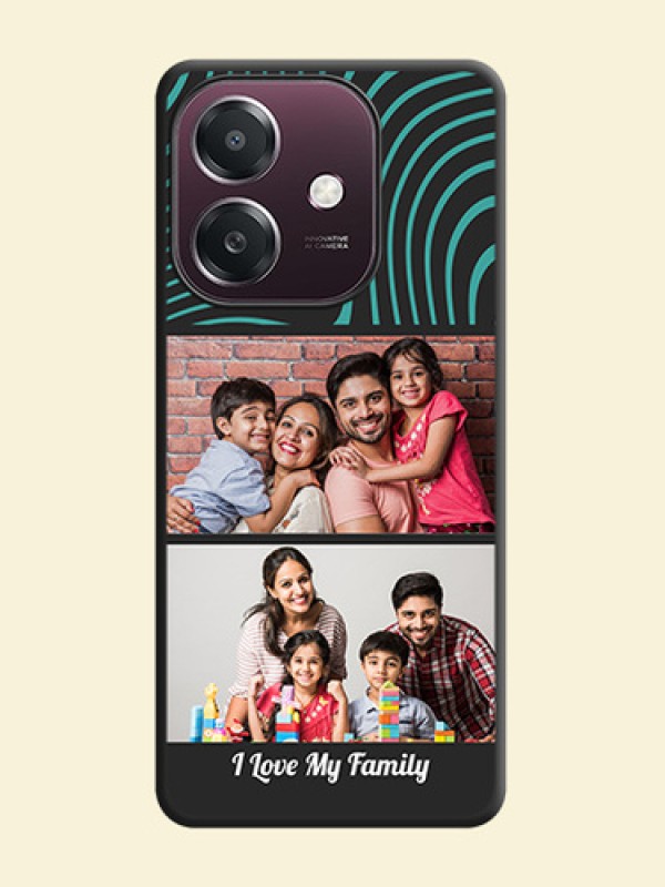 Wave Pattern with 2 Image Holder On Space Black Custom Soft Matte Mobile Back Cover - Oppo A3X 4G