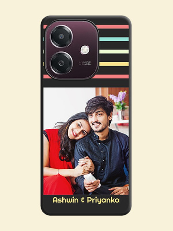 Color Stripes with Photo and Text on Photo On Space Black Custom Soft Matte Mobile Back Cover - Oppo A3X 4G
